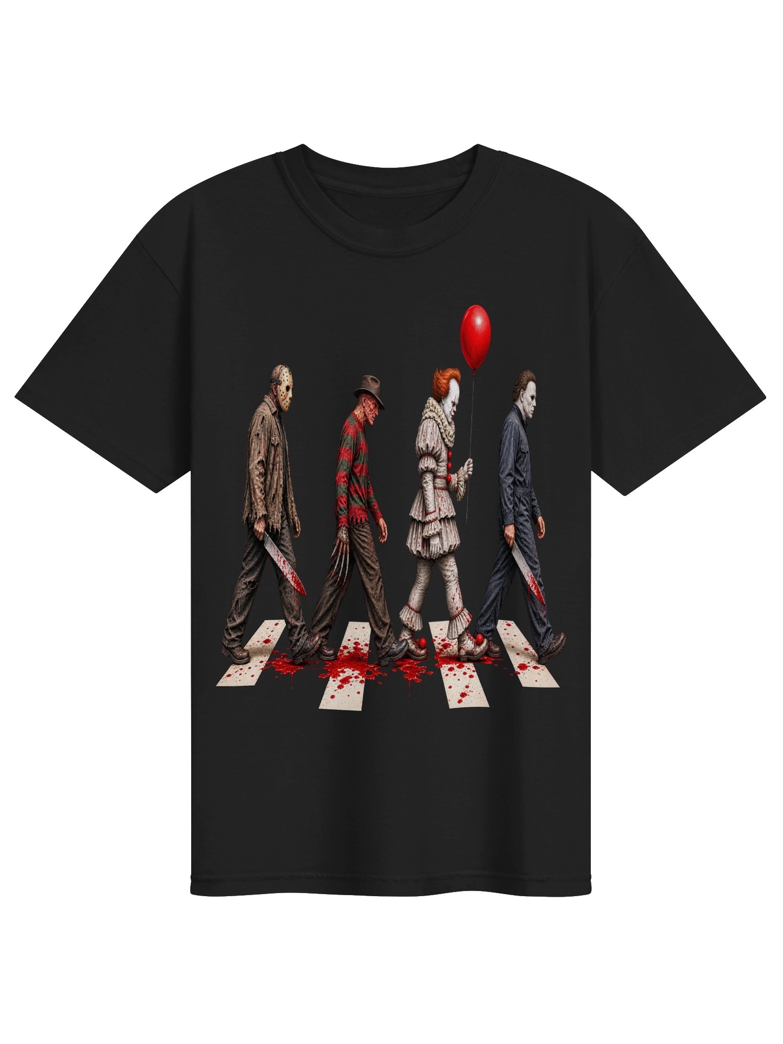 Horror Slashers Abbey Road Graphic T-Shirt | Horror Mashup Graphic Tee product image (2)