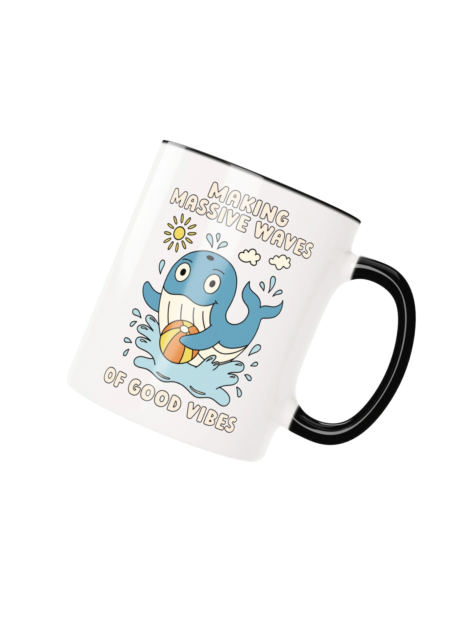 Making Massive Waves of Good Vibes Cute Silly Funny Whale Mug product image (1)