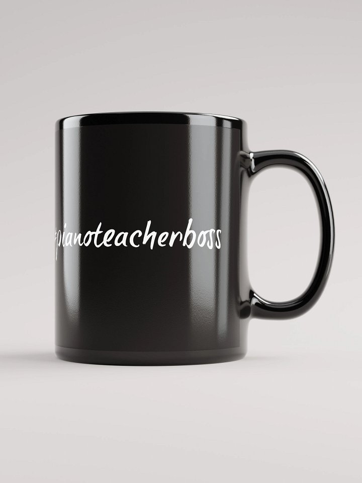 "Piano Teacher Boss" Black Glossy Mug with White Script product image (1)