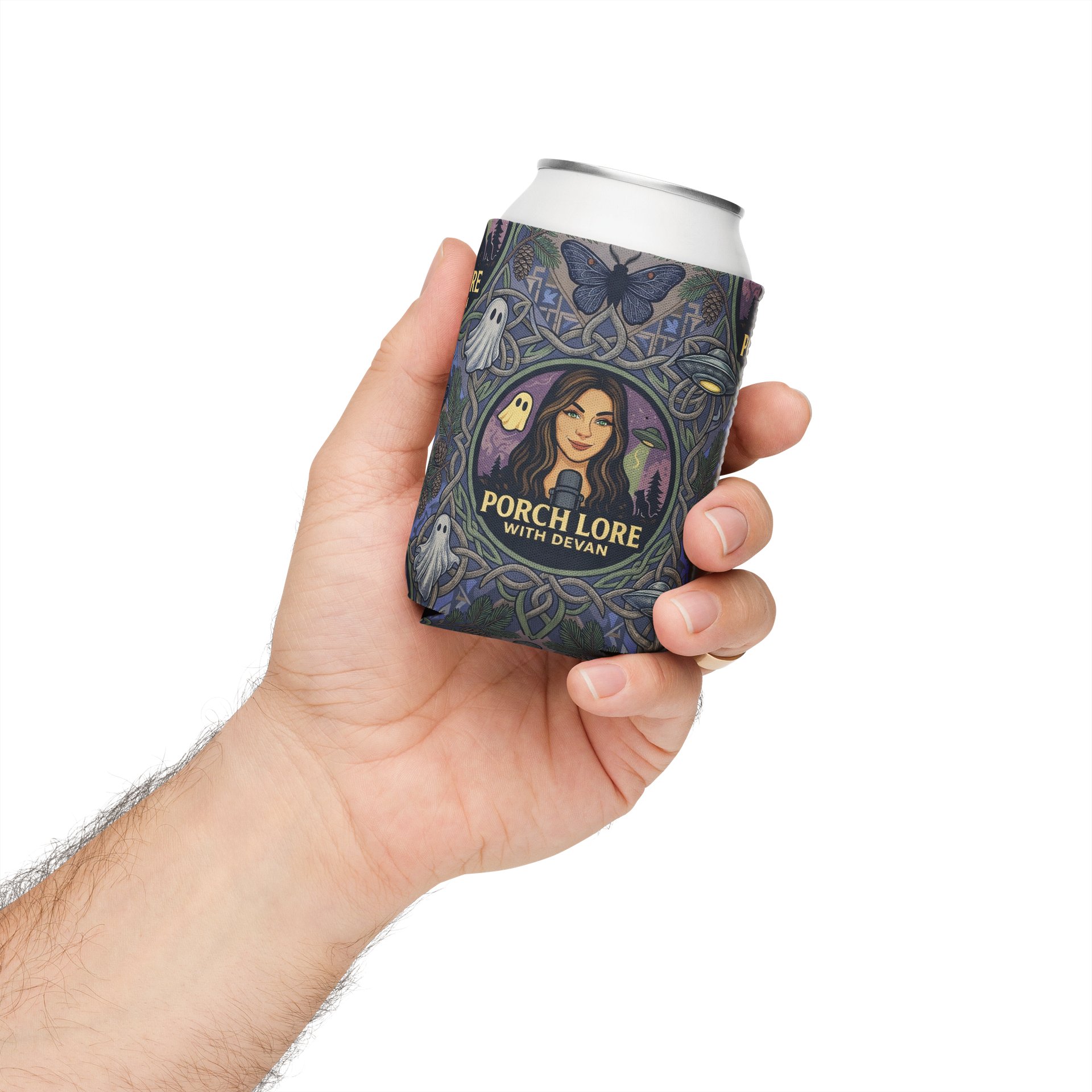 PORCH LORE DEVAN PERIWINKLE MOTH COOZIE CAN COOLER product image (3)