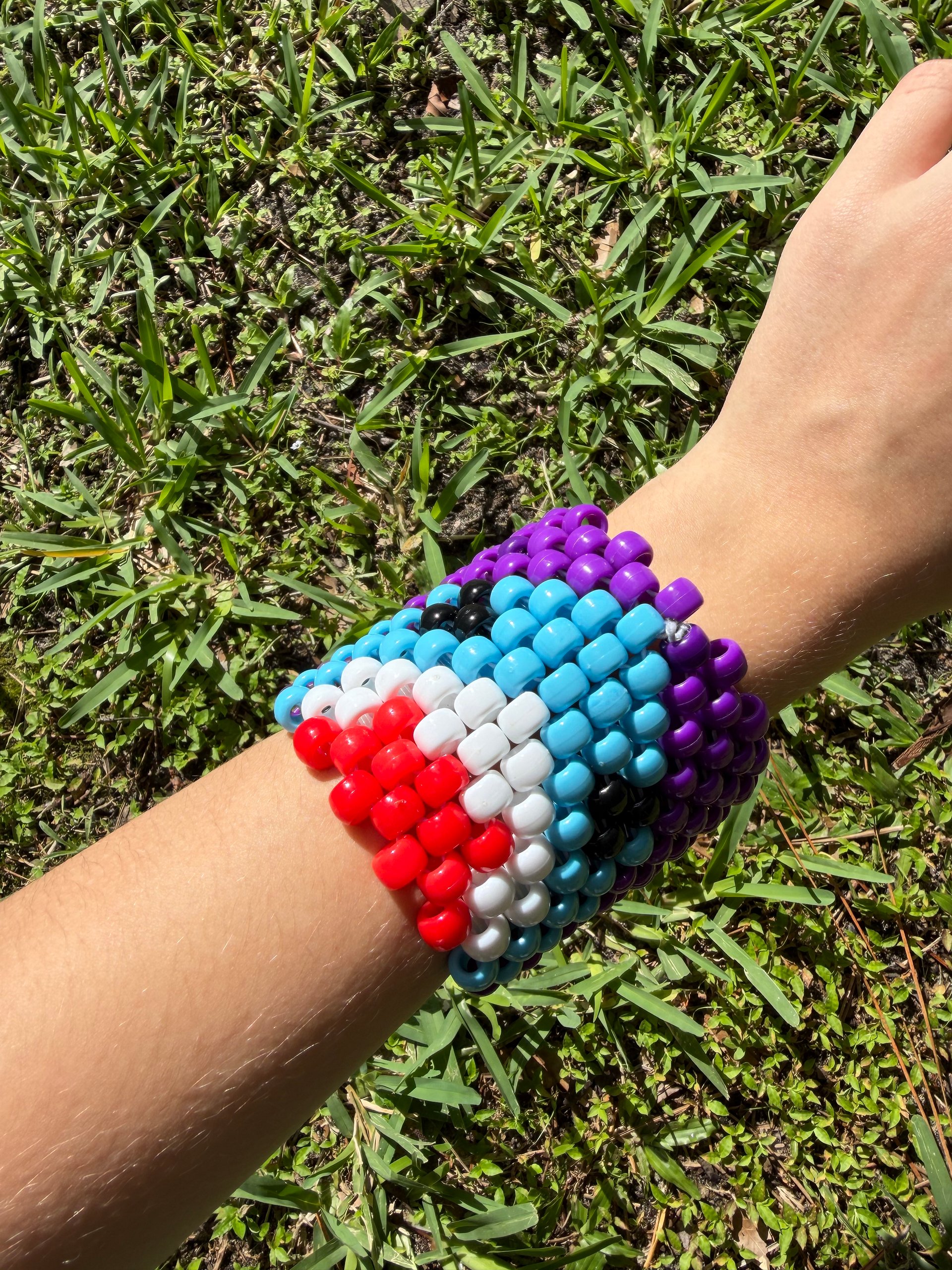 Handmade Shark Kandi Cuff Bracelet | Multi-Stitch Beaded Cuff product image (2)
