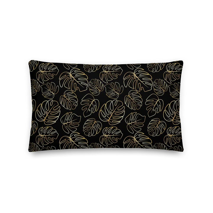 Golden Monstera Leaves Premium Pillow for Home Decor product image (2)
