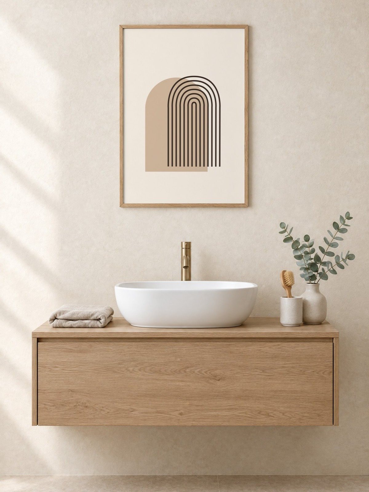 Mocha Layered Arch Print | Neutral Bathroom Wall Art product image (1)