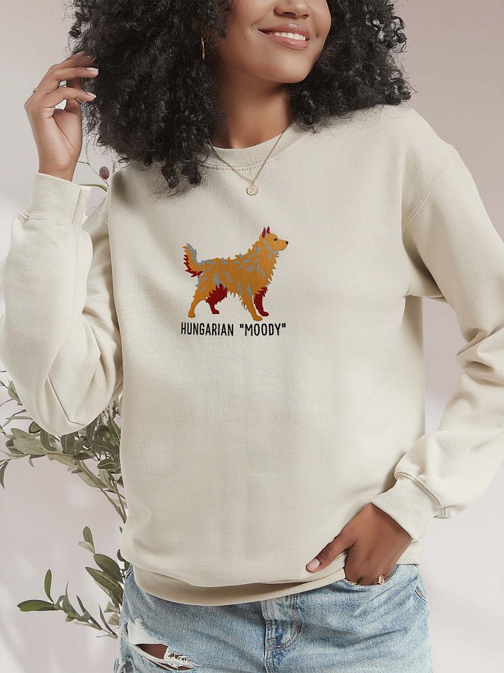 Hungarian Moody Sweatshirt (Embroidered) of a Hungarian Mudi(Tan) product image (2)