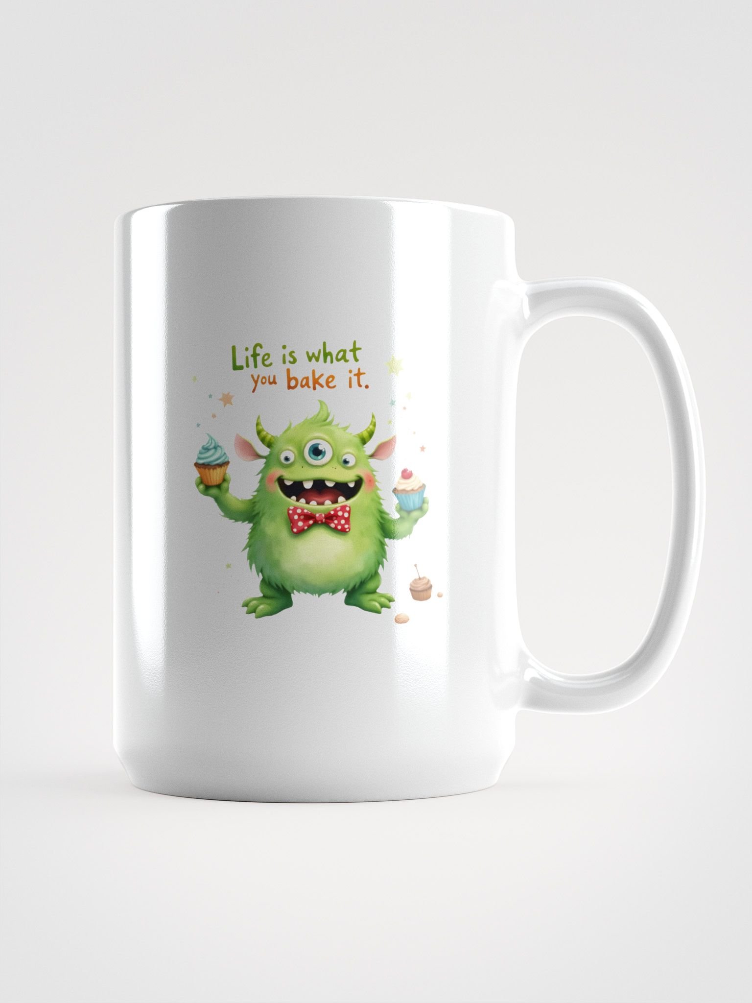 "Life Is What You Bake It" Monster Mug | Funny Baking Quote Coffee Cup | Cute Baker Monster Drinkware product image (2)