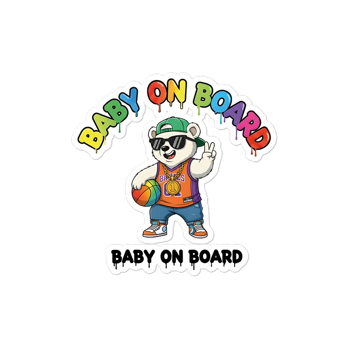 Funny Polar Bear Basketball Baby on Board Sticker - 5x5 Weatherproof Vinyl Car Decal - Premium Polar Bear Basketball Star Gift product image (1)