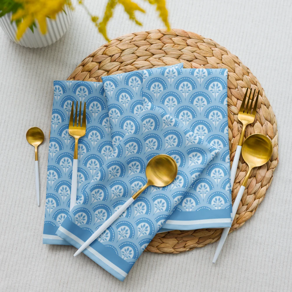 Le Blue Deco Cloth Napkin Set – Elegant Art Deco Dining (4-Piece) product image (8)