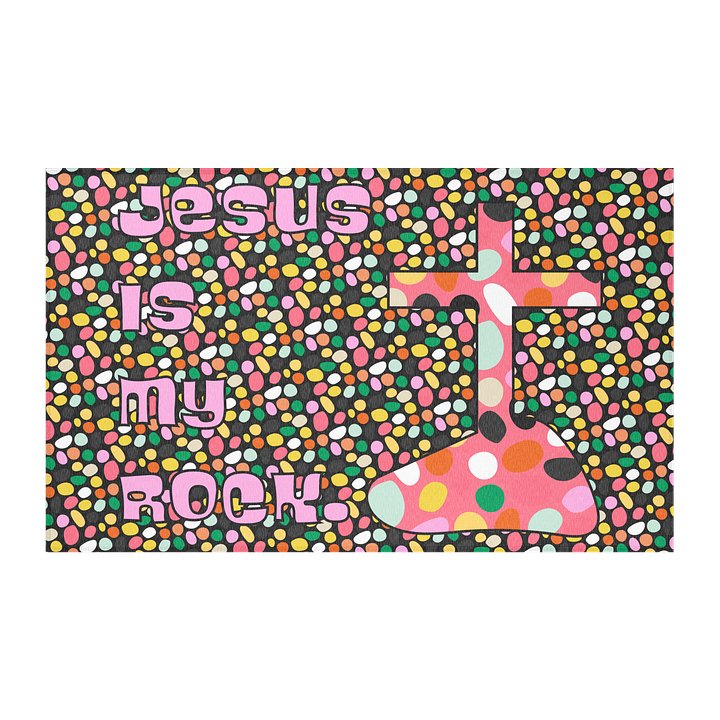 JESUS IS MY ROCK Colorful Cross Area Rug product image (2)