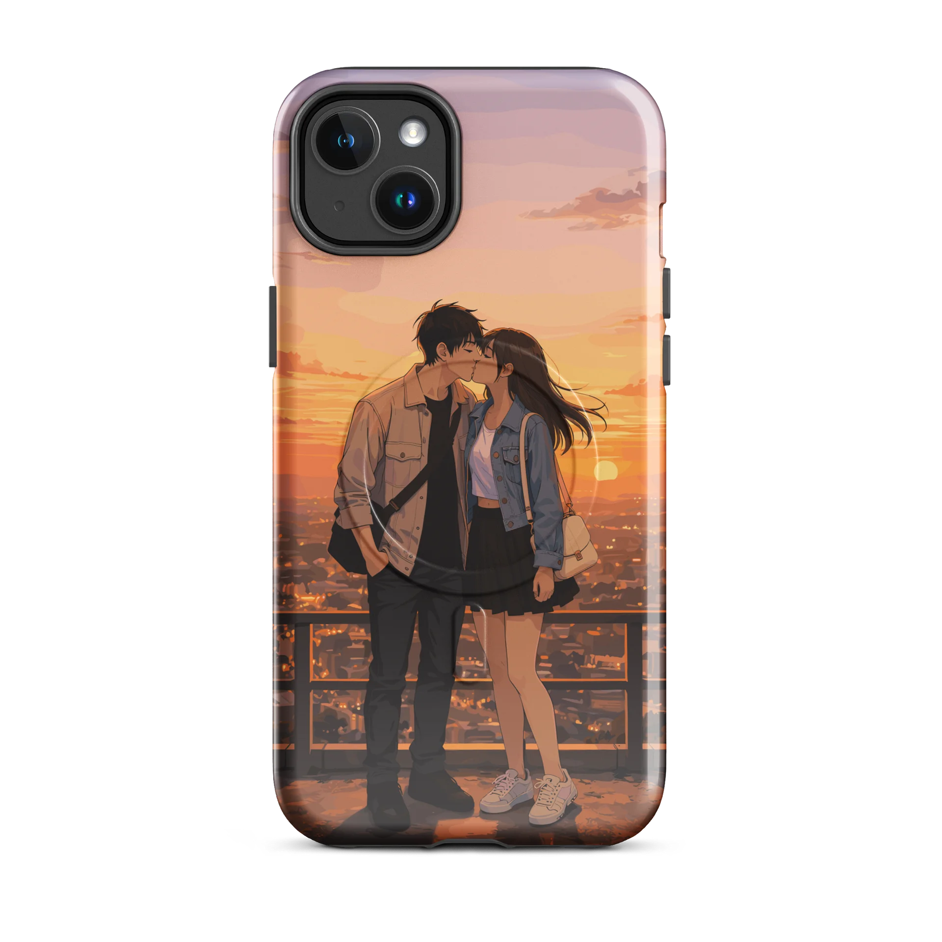 Anime couple sunset kiss on the city iPhone® Tough Case product image (3)