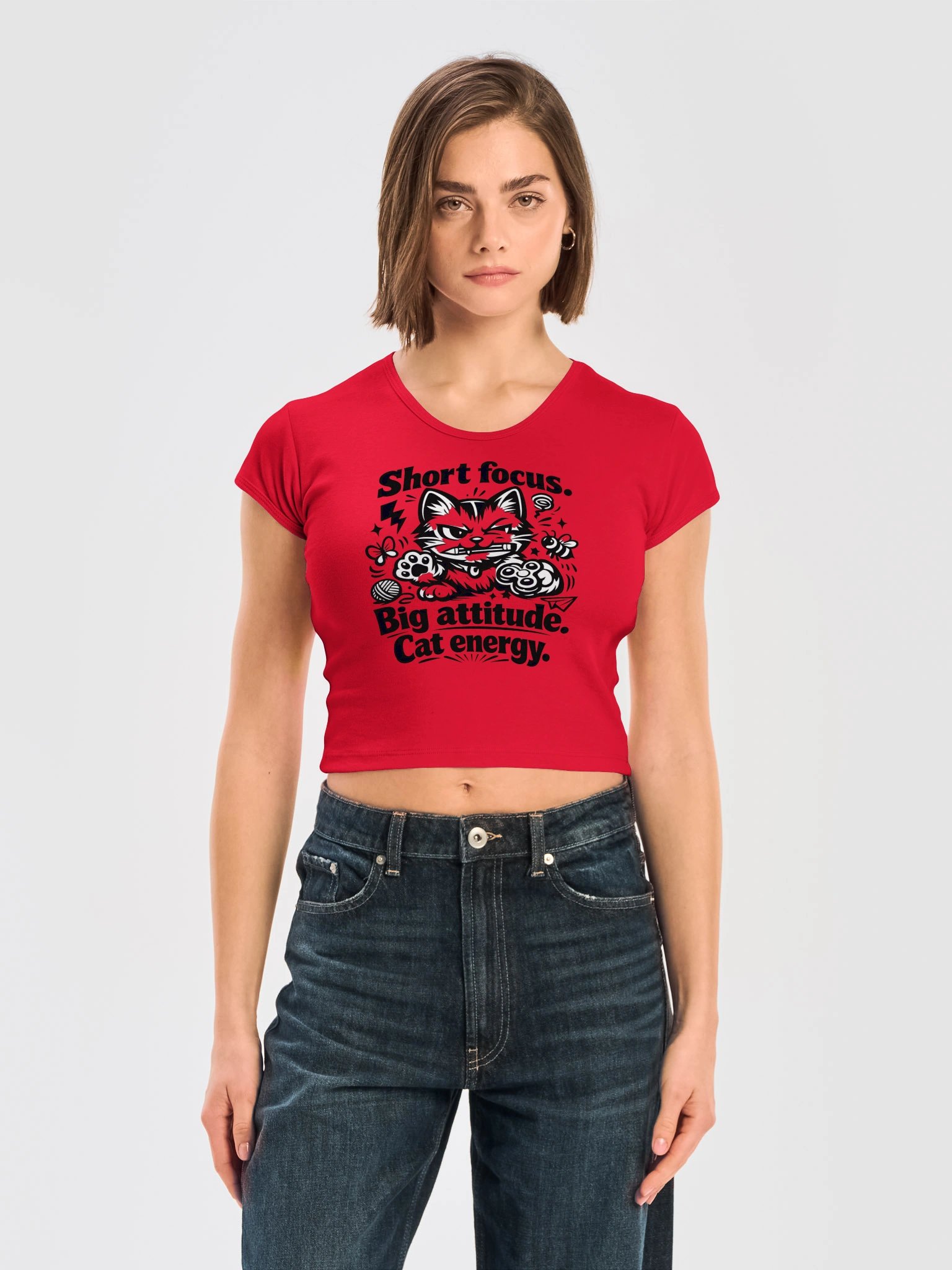 Mischief Cat Baby Tee – Women’s Ribbed Crop Top product image (9)