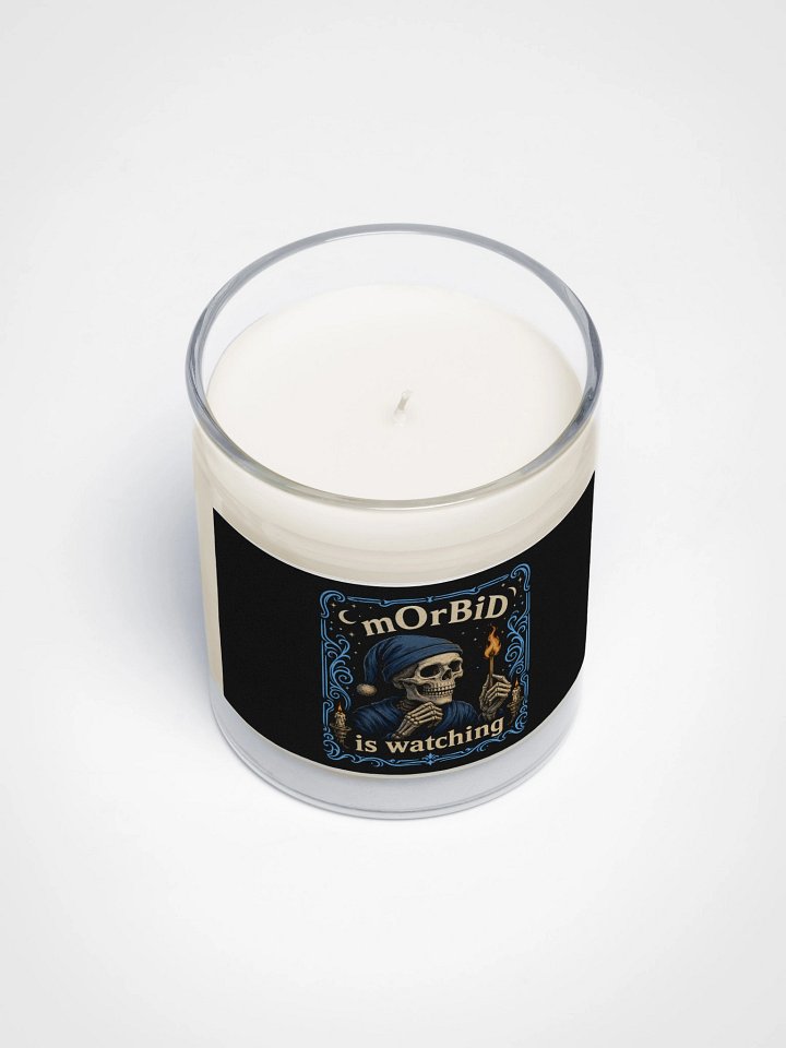 ''mOrBiD is Watching'' Soy Wax Candle In A Clear Glass Jar product image (2)