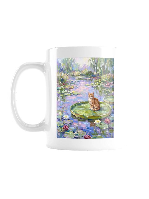 Water Lilies Cat Mug