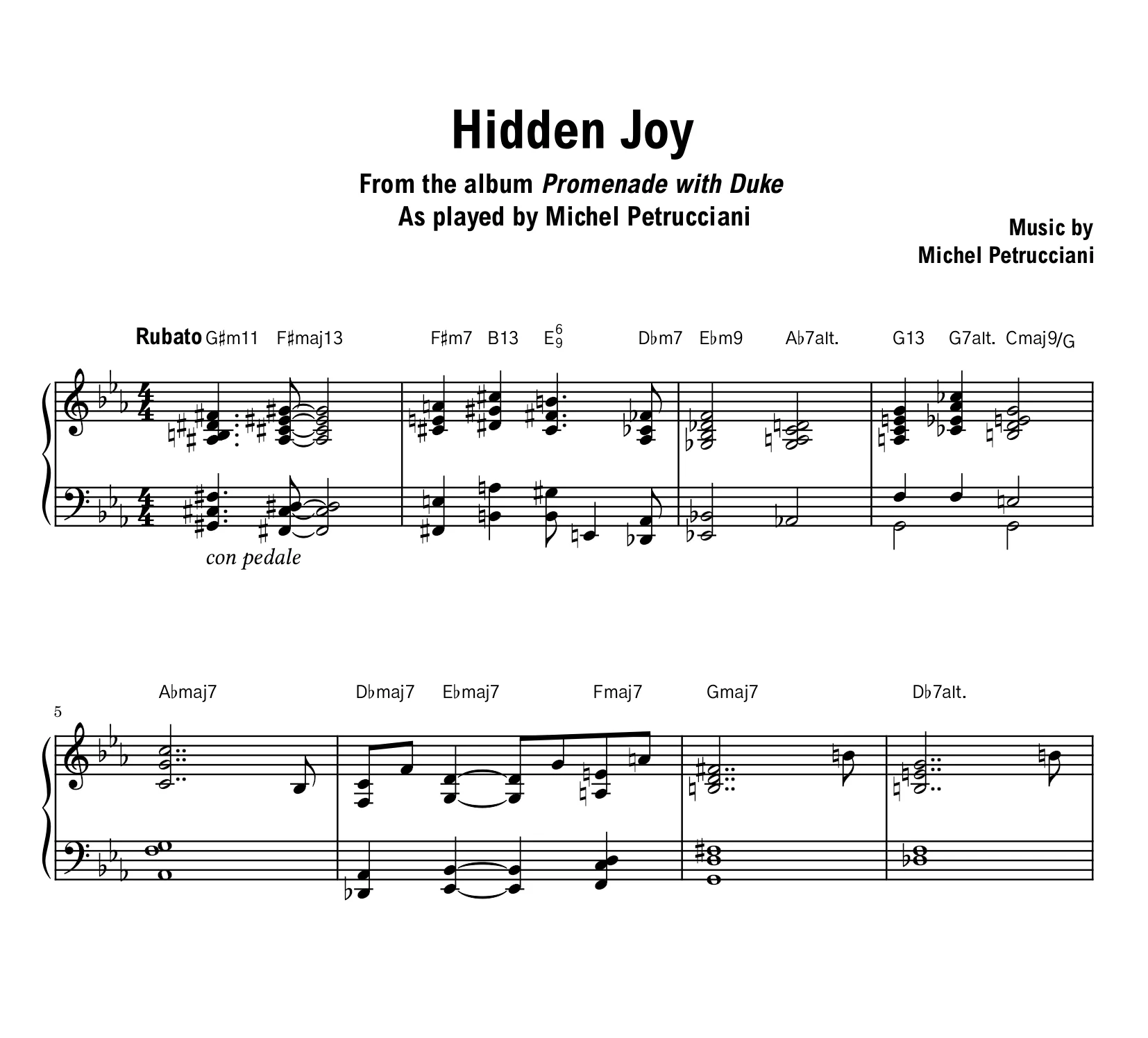 Michel Petrucciani - Hidden Joy (Promenade with Duke) - Sheet music (PDF) product image (1)