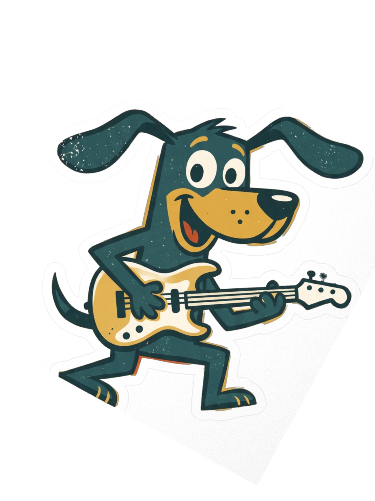 Retro Dog Playing Bass Guitar Sticker – Vintage Cartoon Bassist Decal for Laptop, Guitar Case & Water Bottle product image (4)