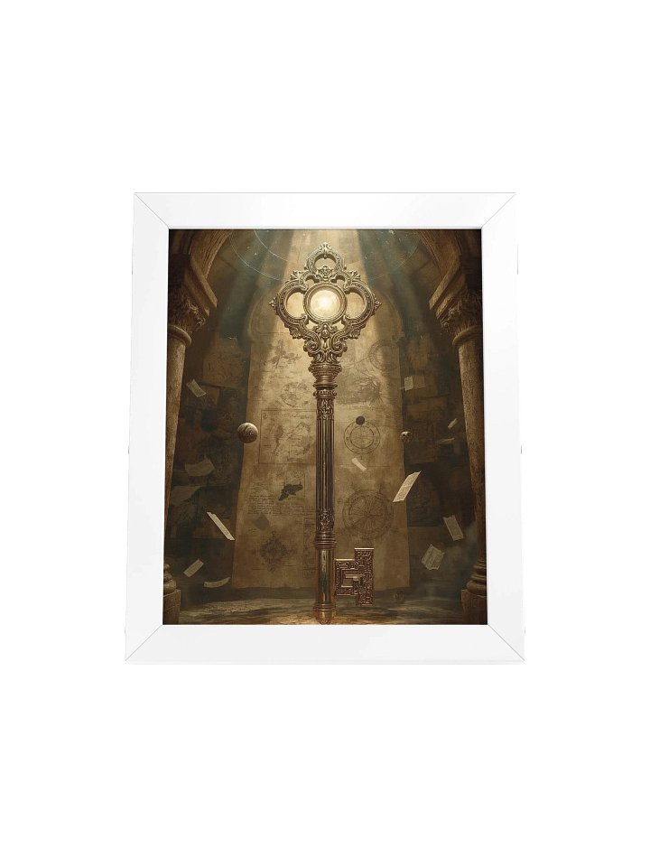 The Gatekeeper’s Key – Eternal Archive | Framed Vertical Poster (White Frame) product image (1)
