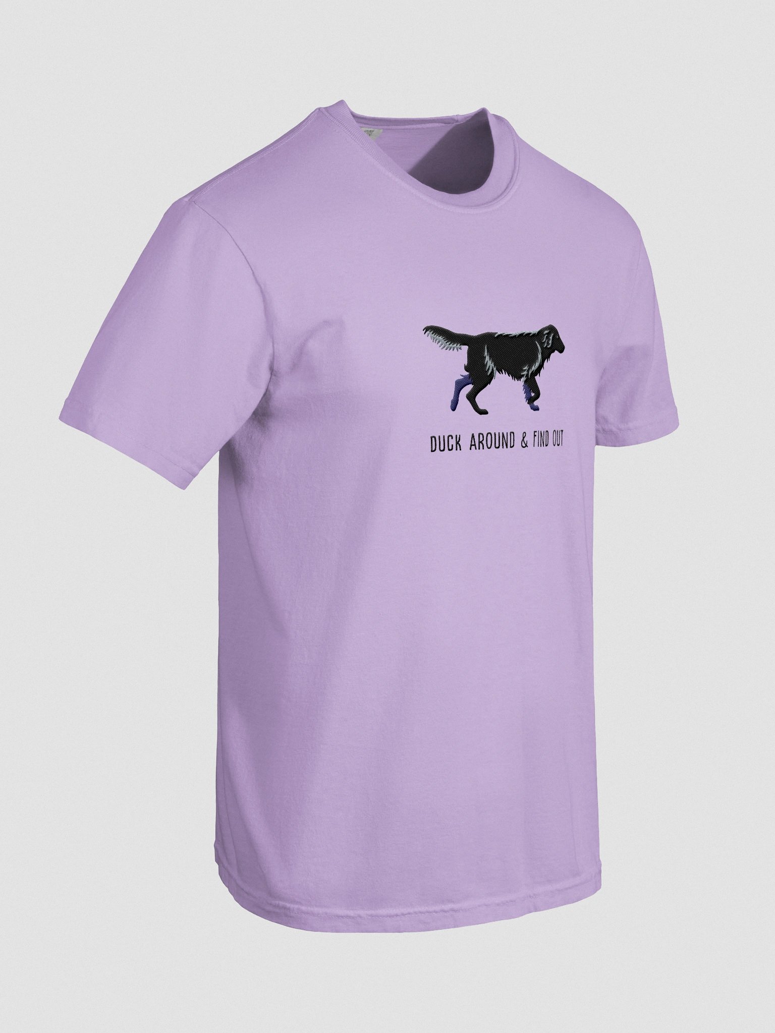 Duck Around and Find Out T-Shirt(Embroidered) of a Flat-Coated Retriever(Black) product image (11)