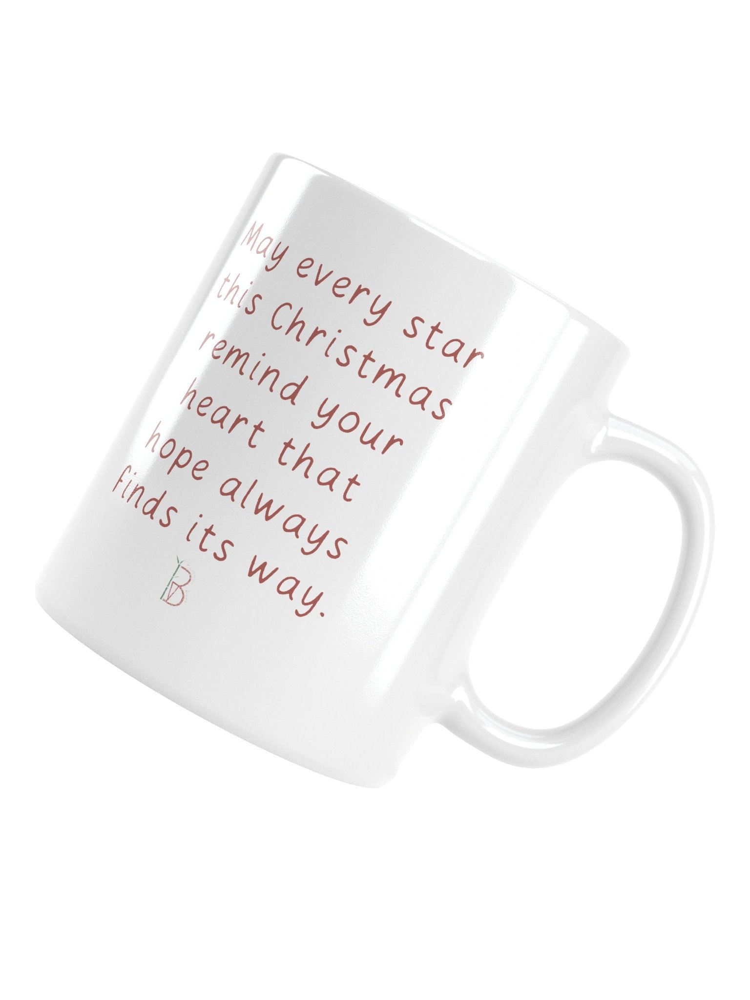 White glossy mug winter heart home. Cozy Christmas mug with handmade winter illustration product image (5)