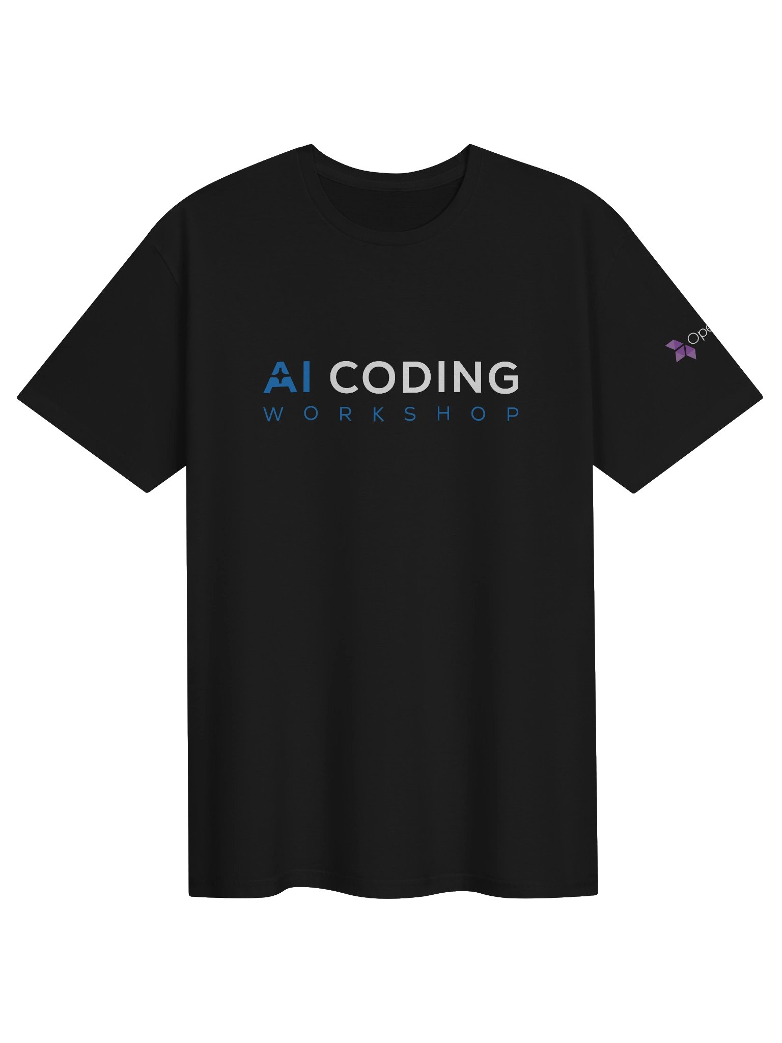 AI coding workshop black t-shirt product image (1)
