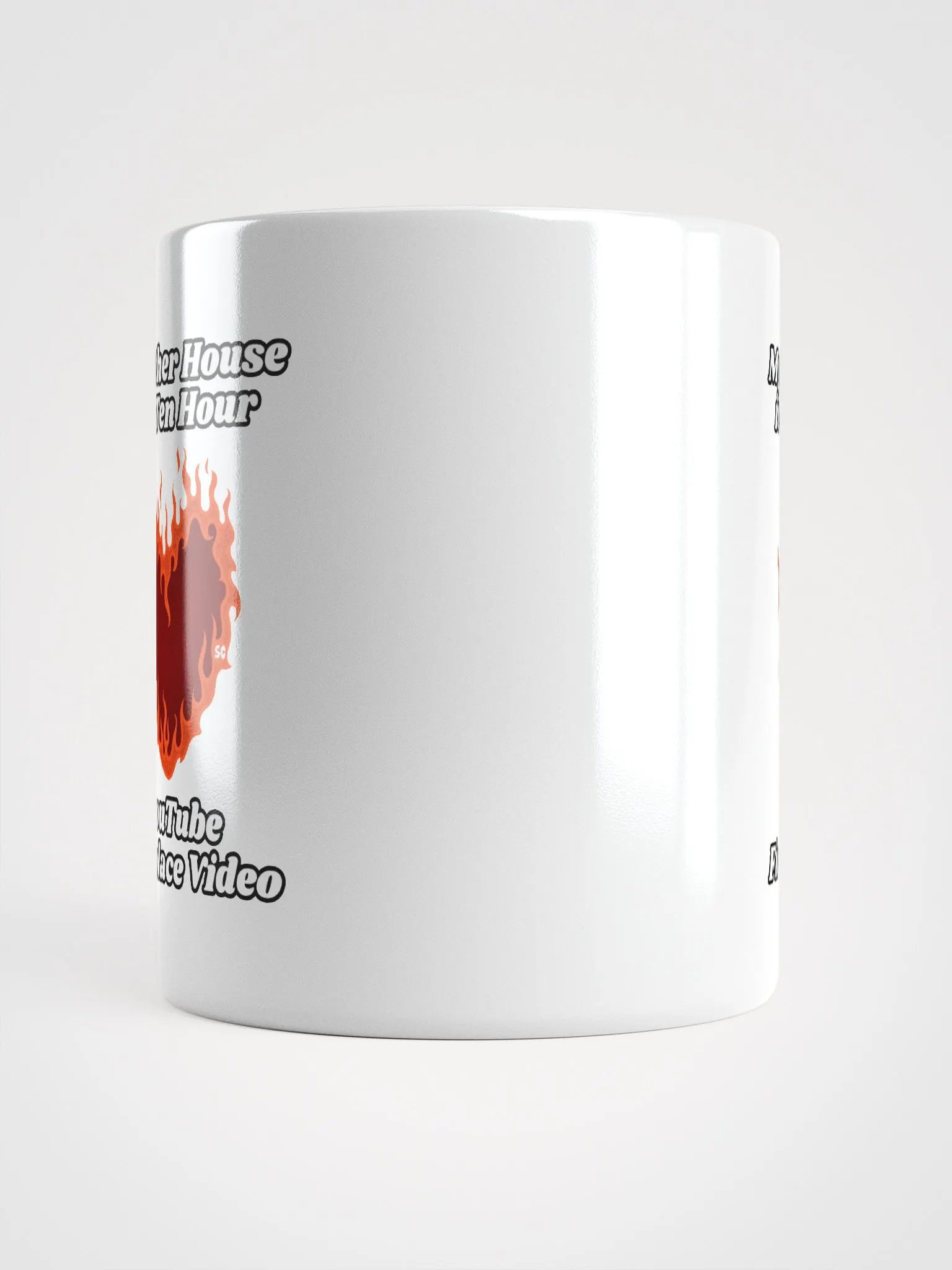 Flaming Heart - My Other House is a Ten Hour YouTube Fireplace Video | White Glossy Mug product image (5)
