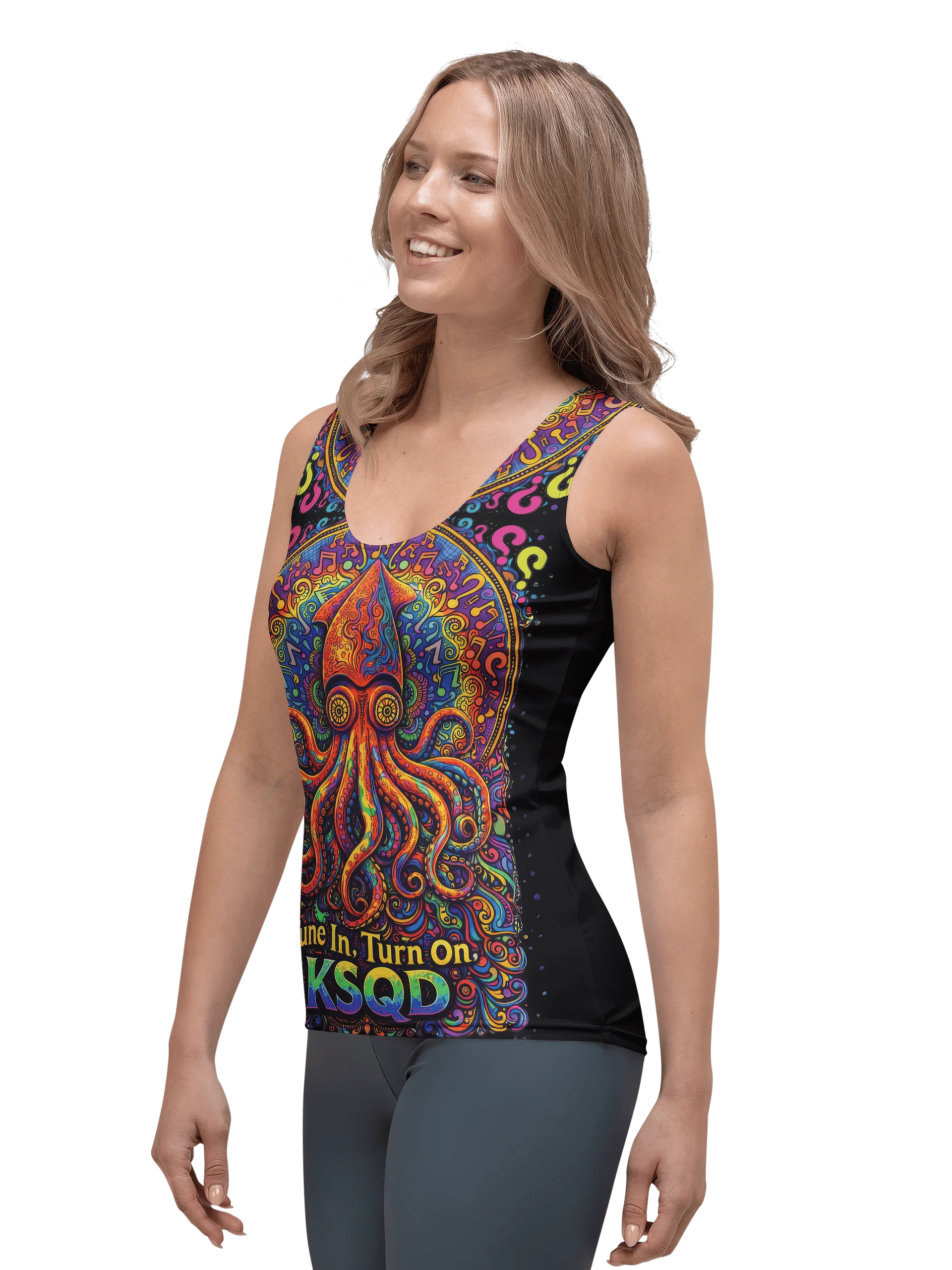 KSQD Psychedelic Squid Women’s Tank Top – “Tune In. Turn On.” Edition (Multicolor) product image (2)