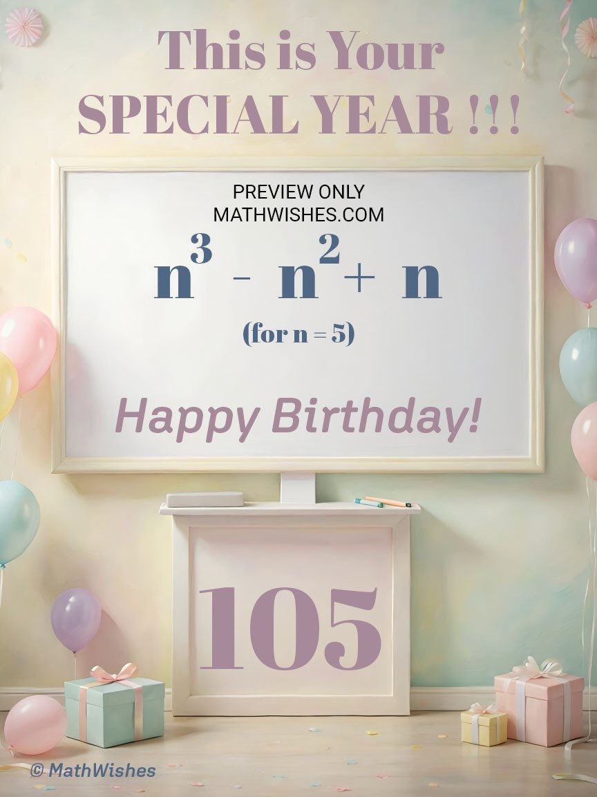105th Birthday Card - Algebra Equation product image (1)