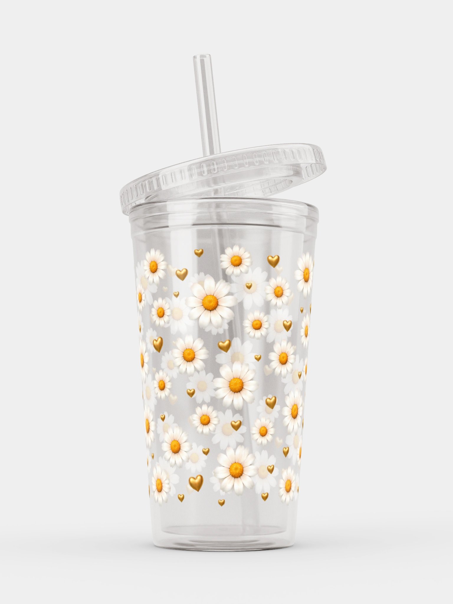 Daisy Flower Petals Clear Dual Wall Tumbler 16 Oz (473 ml) product image (3)