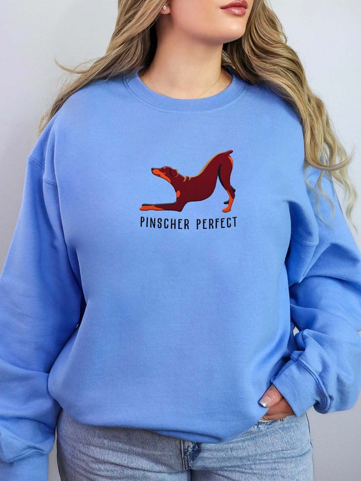 Pinscher Perfect Sweatshirt(Embroidered) of a Doberman Pinscher(Red, Full Ears) product image (2)