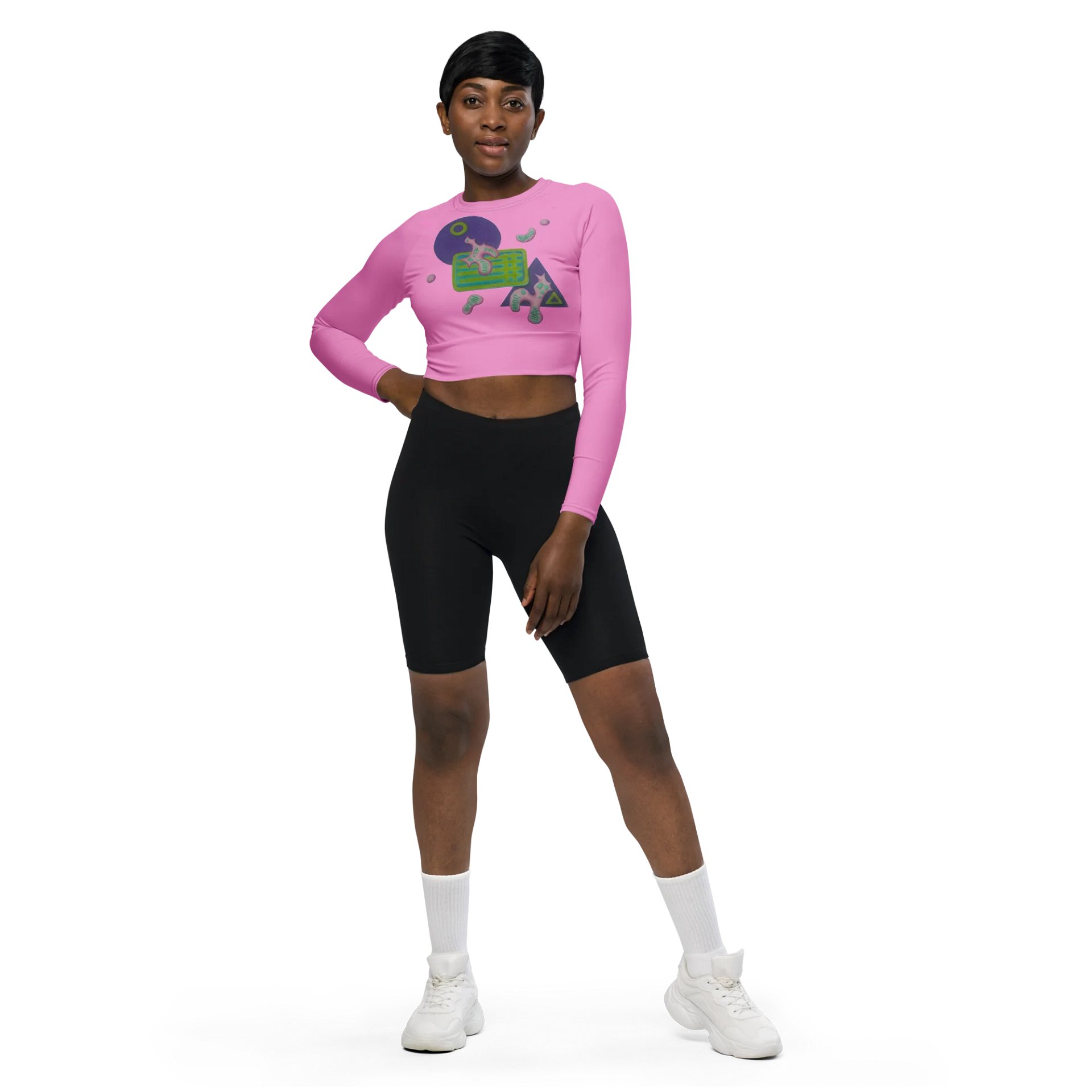 Shape Shenanigans Pink Long Sleeve Crop Top product image (3)