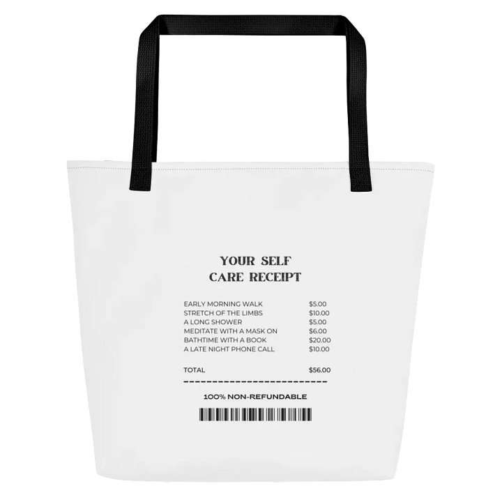 'Self care receipt" Tote bag with pocket product image (1)