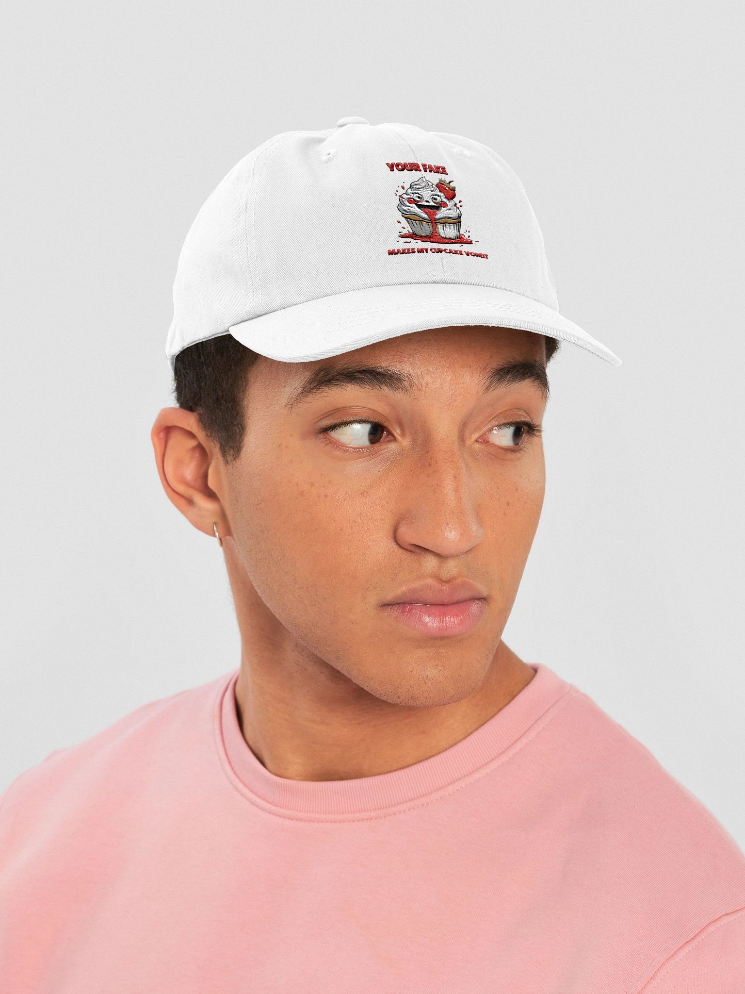 "Your Fake Makes My Cupcake Vomit" | Funny Savage Sarcastic Graphic Embroidered Hat product image (1)