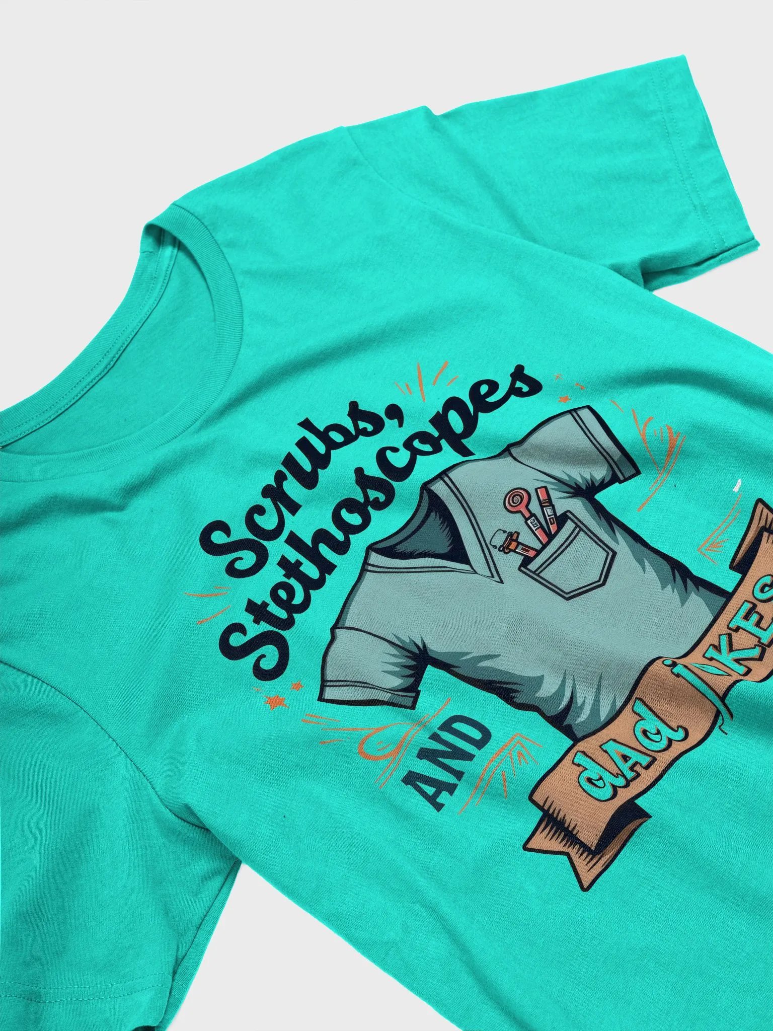 scrubs, stethoscope, and dad jokes, Top T-shirt product image (31)
