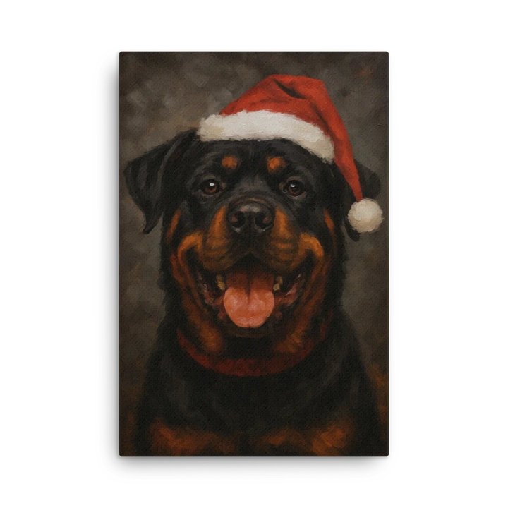 Cheerful Rottweiler with Santa Hat Poster Sleek Slim Canvas Art product image (2)