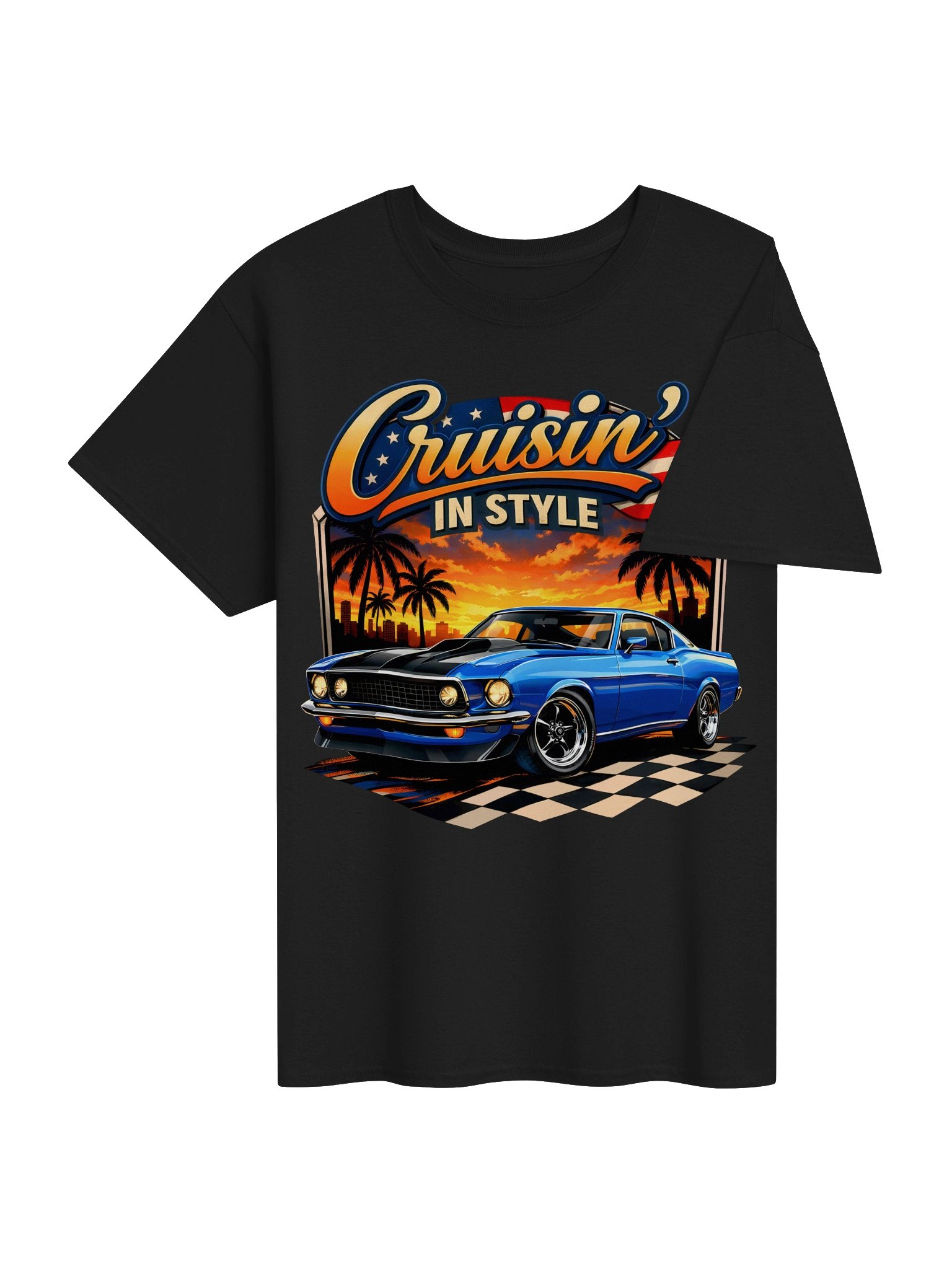 Cruisin’ in Style – Electric Blue Muscle Car T-Shirt product image (41)