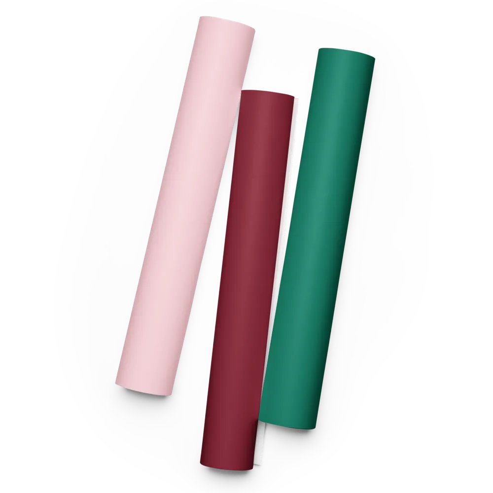 Mixed (Pink, Burgundy, Green) Solid Holiday Christmas Wrapping Paper Sheets (3) product image (1)