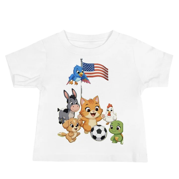 Farm Animal Soccer American Flag Baby Tee product image (2)