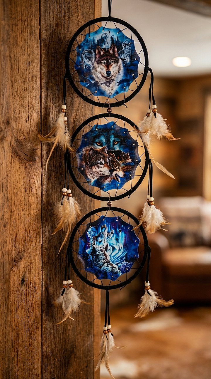 Wolf Pack Dreamcatcher Trio Celestial Blue Moon For Boho Decor product image (2)