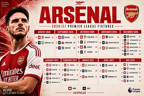🚨 𝐎𝐅𝐅𝐈𝐂𝐈𝐀𝐋: Arsenal’s Premier League 2026/27 fixtures in FULL. ✅📆

Arsenal will be spending the whole of December in London. ...