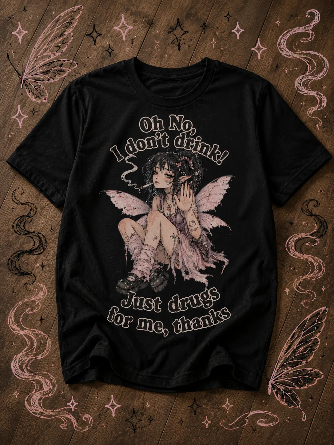 Just Drugs For Me Tee | Dark Fairycore Graphic Tee product image (3)