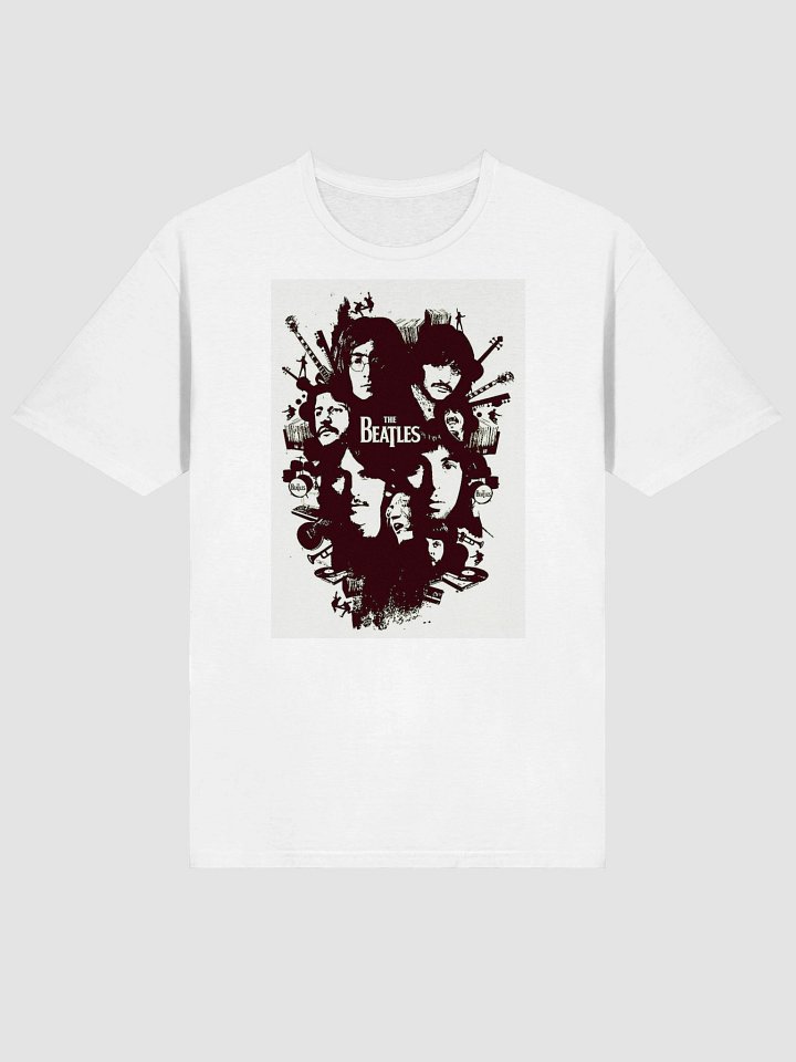 The Beatles Illustrated Collage T-Shirt | Monochrome Classic Rock Band Graphic Tee product image (2)