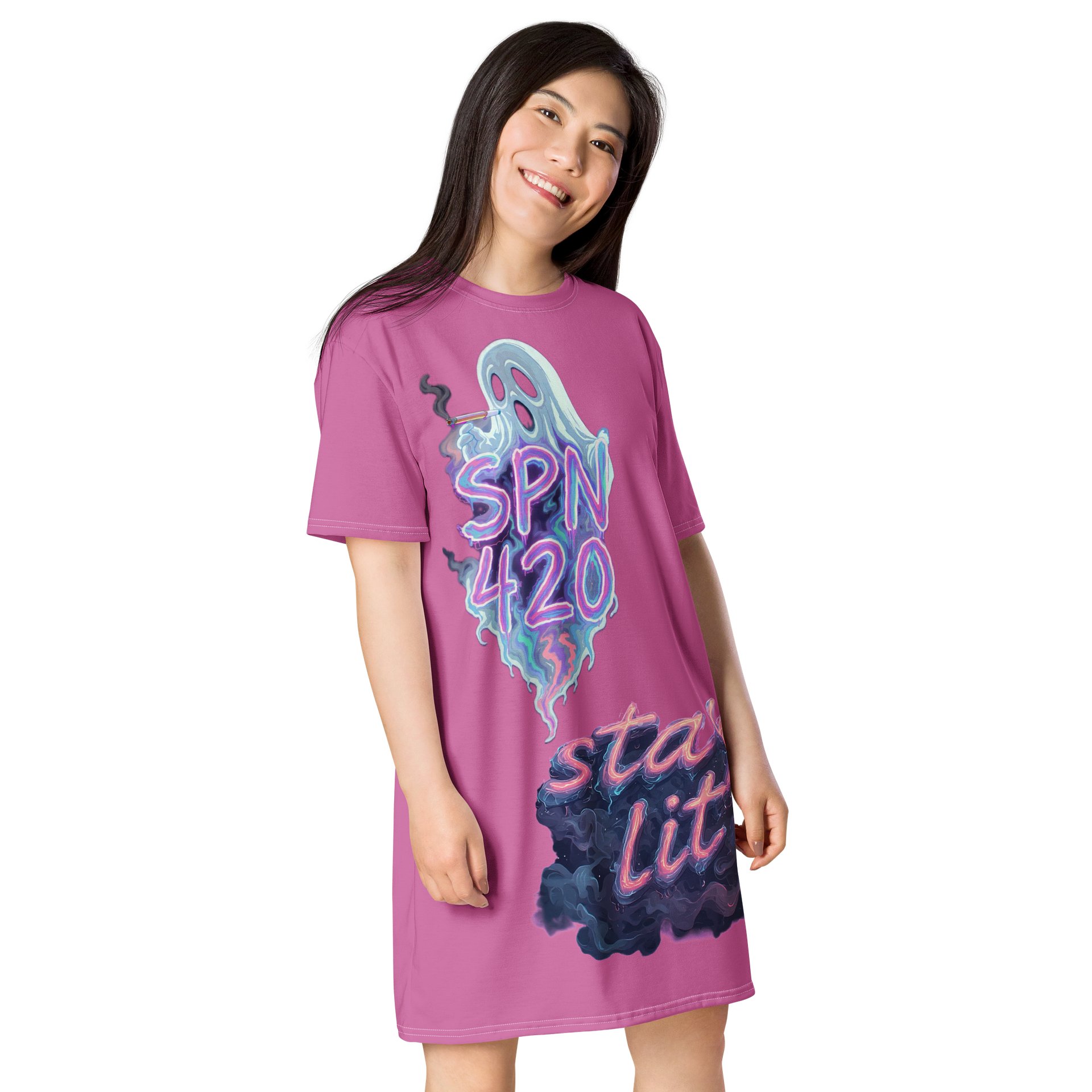 Ghostly Vibes All-Over T-Shirt Dress product image (4)