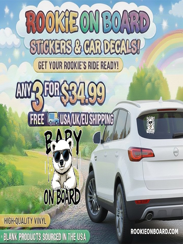 Cool Polar Bear Urban Style Baby On Board Car Decal - 5x5 Premium Vinyl Sticker - Streetwear Inspire Polar Bear with Sunglasses Graphic for Cars and Jeeps product image (2)