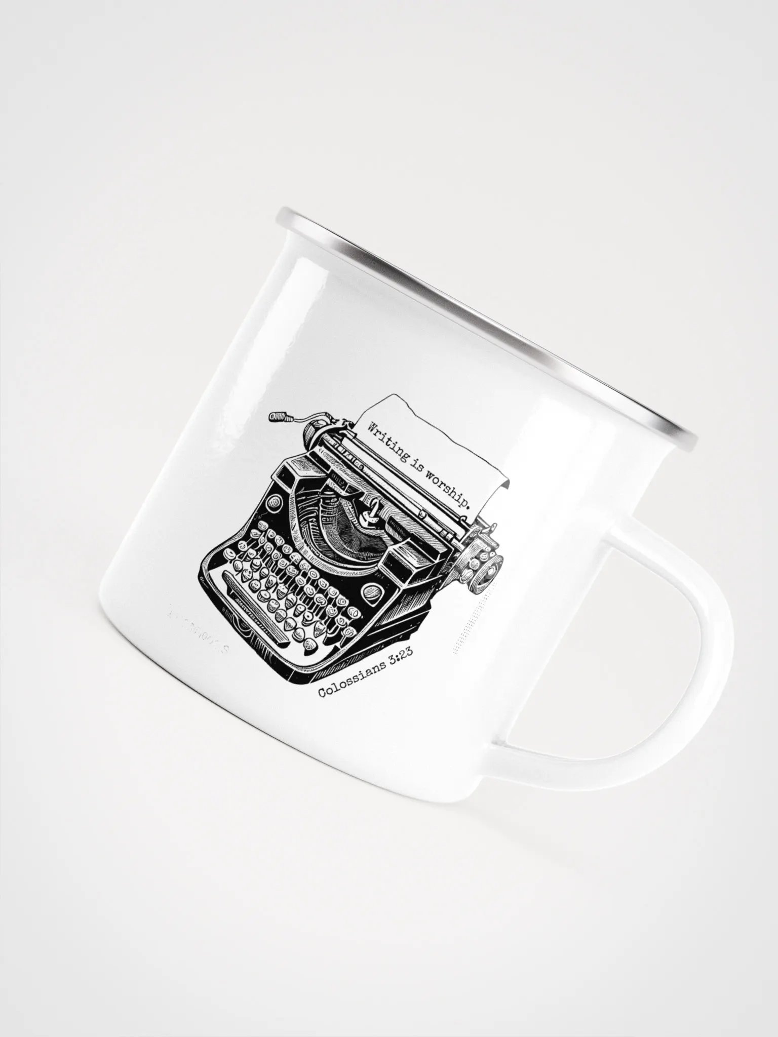 "Writing is worship" campfire mug product image (6)