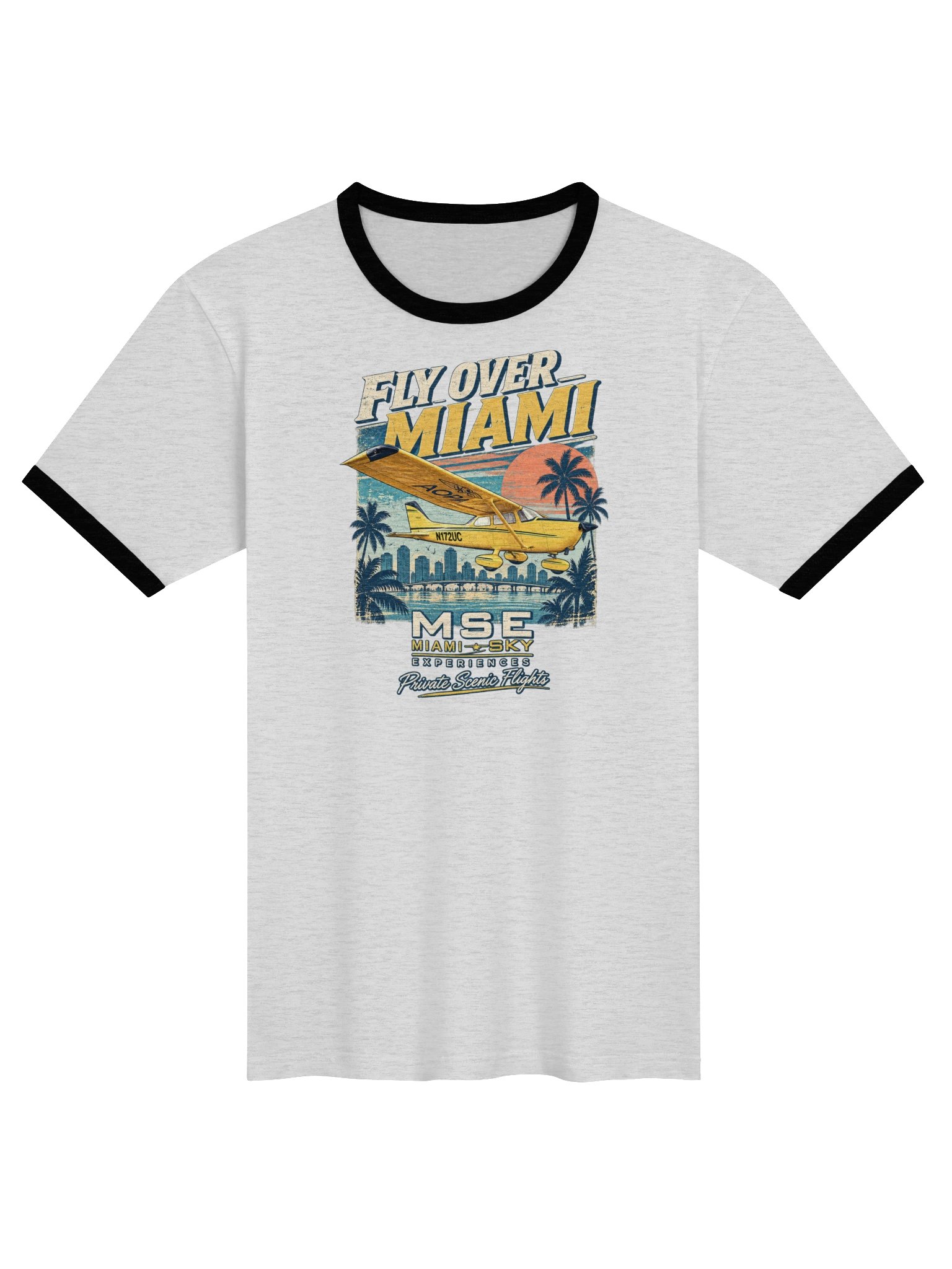 Fly Over Miami Retro Ringer Tee product image (1)