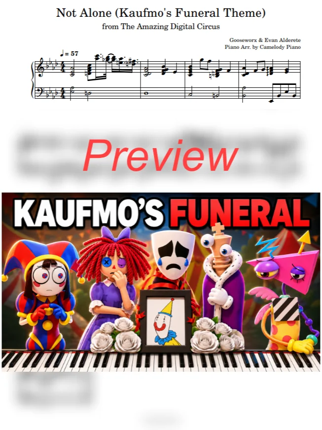 Not Alone (Kaufmo's Funeral Theme) Arr. by Camelody Piano product image (1)