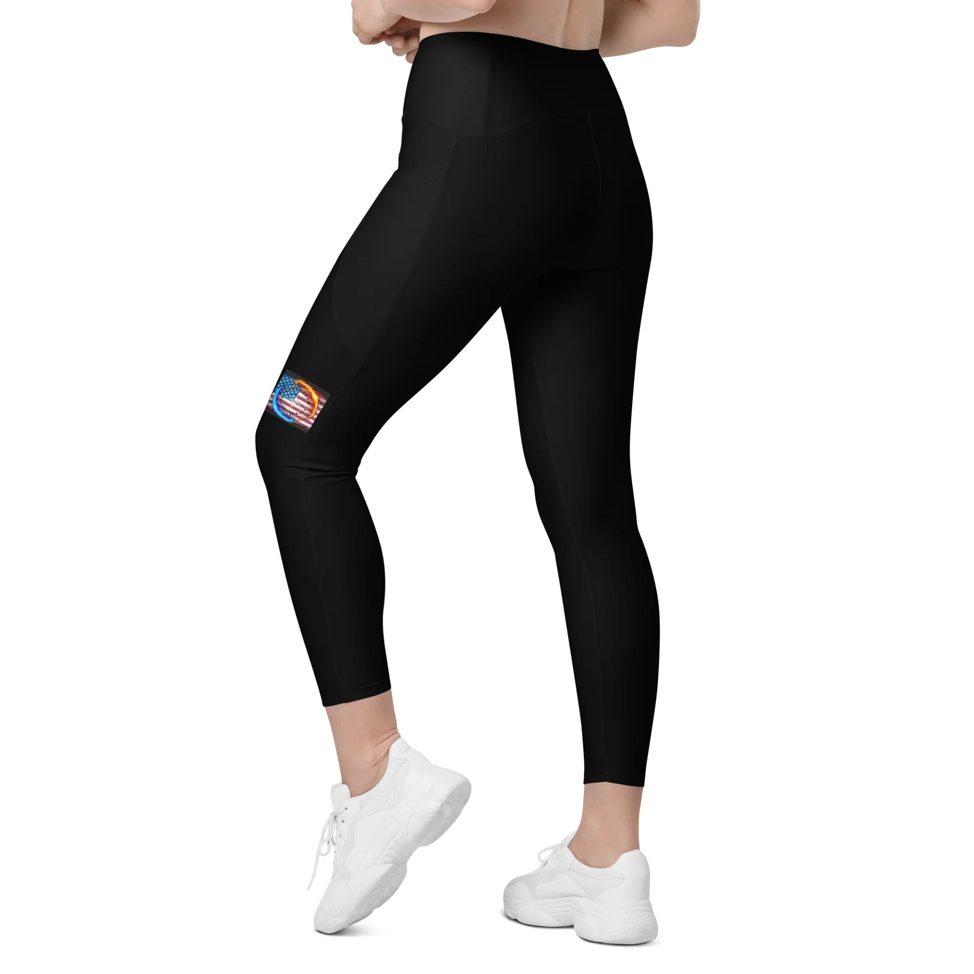 Leggings w pockets small logo black product image (6)