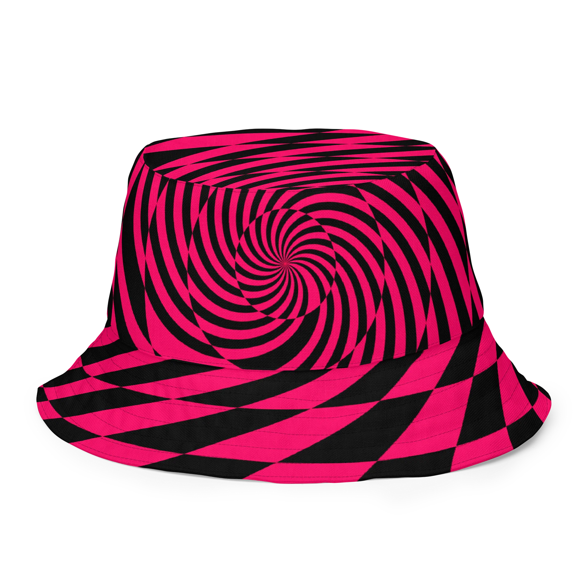 Psychedelic Spirals Rave Reversible Bucket Hat, Trippy EDM Festival Accessory, Black Neon Green Pink Checkers Techno Dance Party Fashion product image (5)