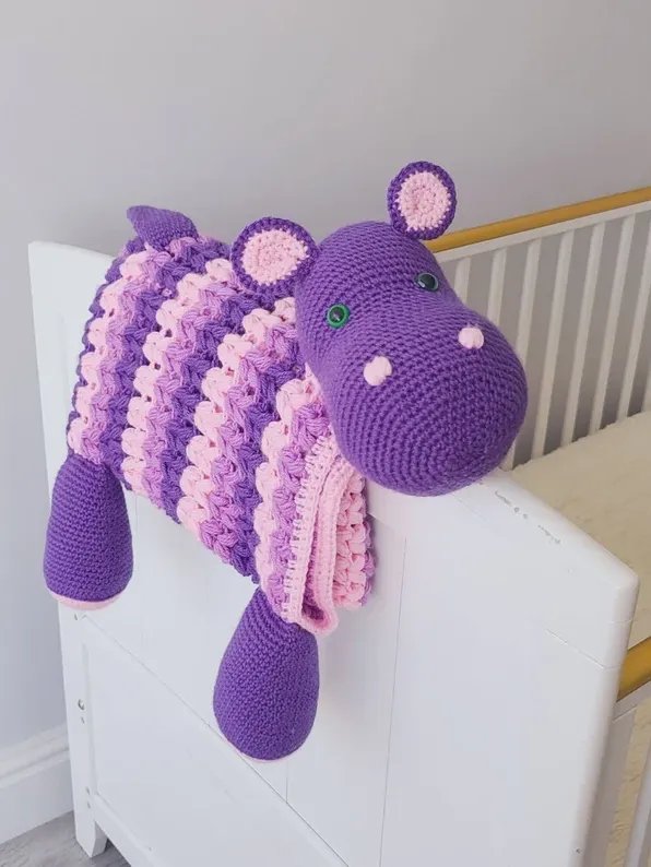 Crochet Hippo Baby Blanket PATTERN - 3in1 Folding Toy PDF Pattern - Crafting Happiness product image (4)