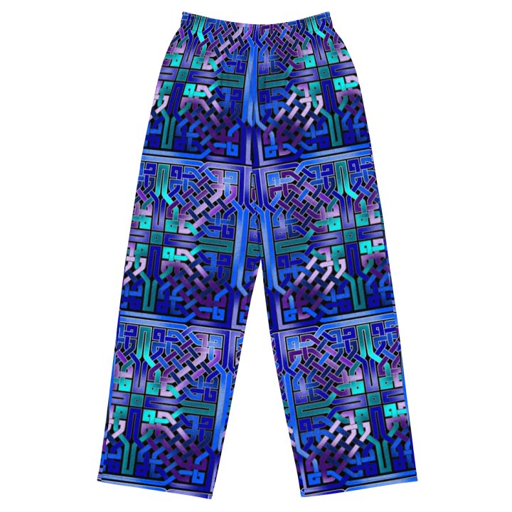 Blue Celtic Knot Pattern Wideleg Pants product image (2)