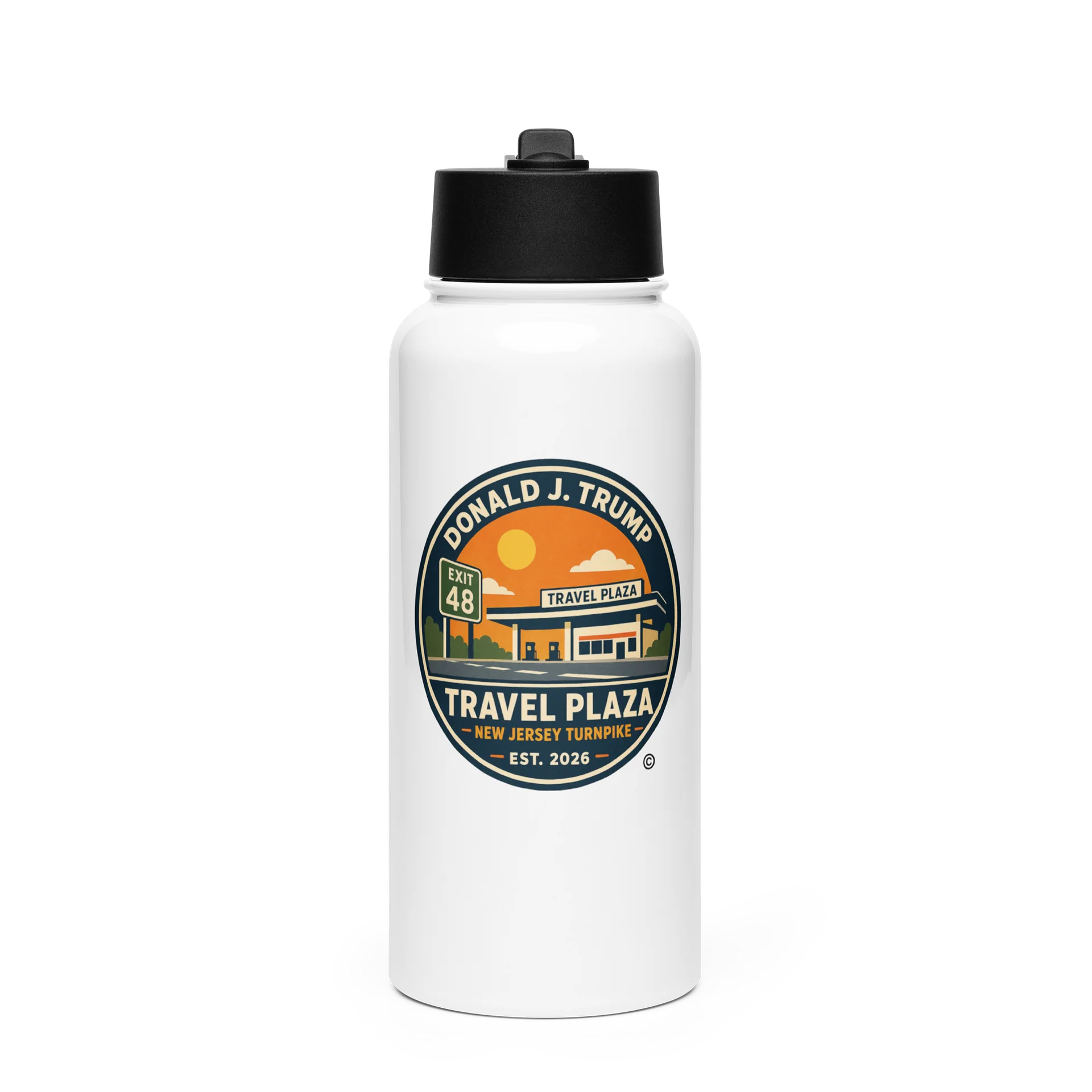 Stainless Steel Water Bottle with a Straw Lid - Donald J. Trump Commemorative Wind Turbine No. 4547™ product image (1)