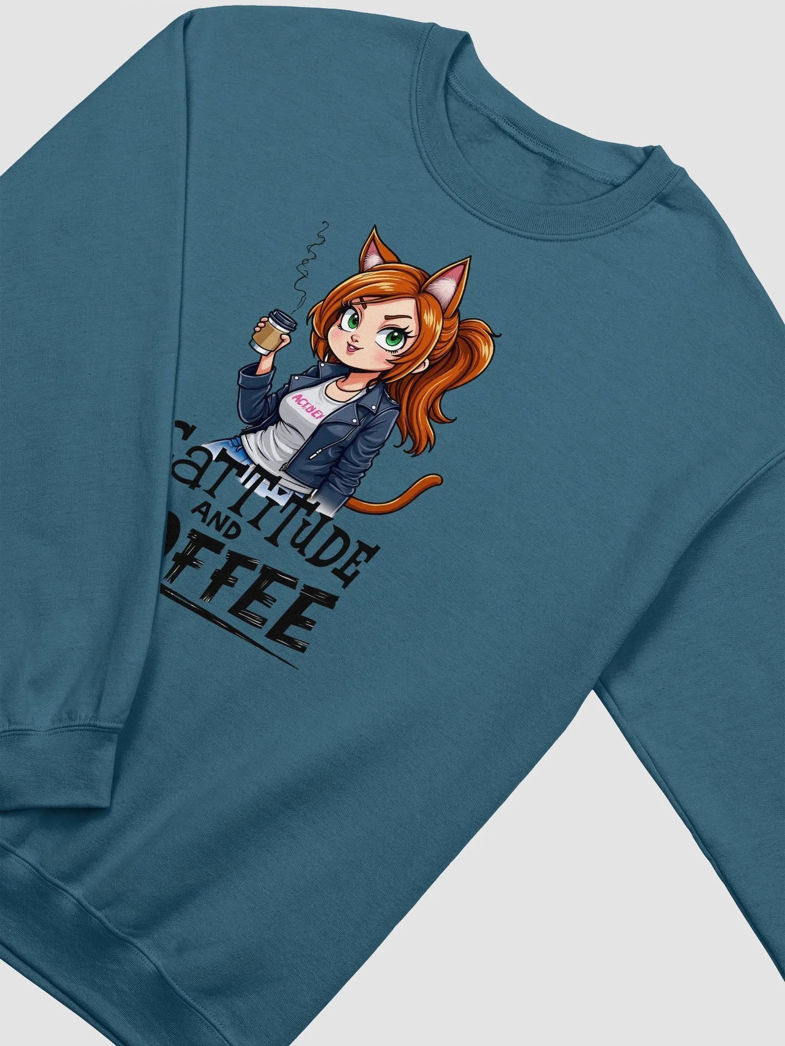 Cat-titude and Coffee Crewneck Sweatshirt product image (12)